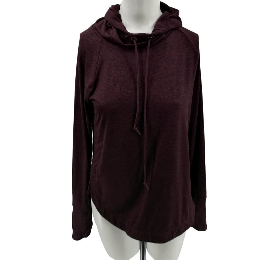 Athleta Uptempo Hoodie Sweatshirt Pullover Size XS Auberge Purple Thumb Holes